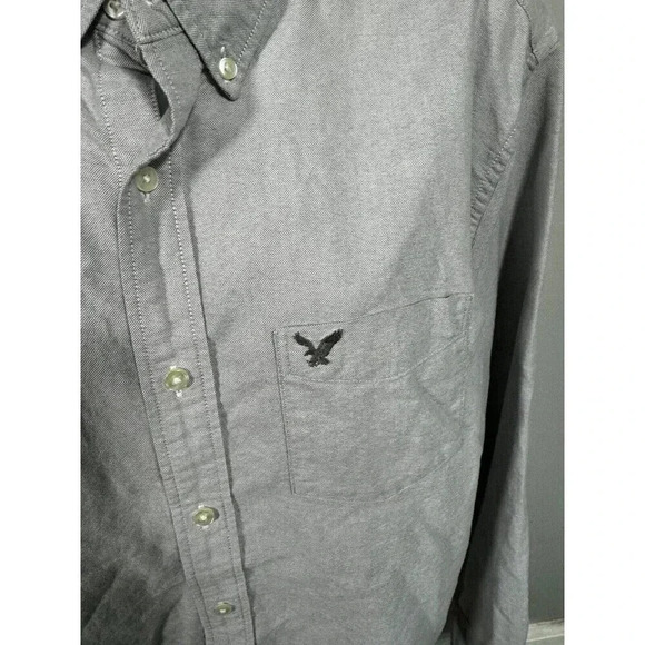 American Eagle Men's Sizes L  Sleeve Gray  Snap Button Down Shirt - Picture 2 of 6
